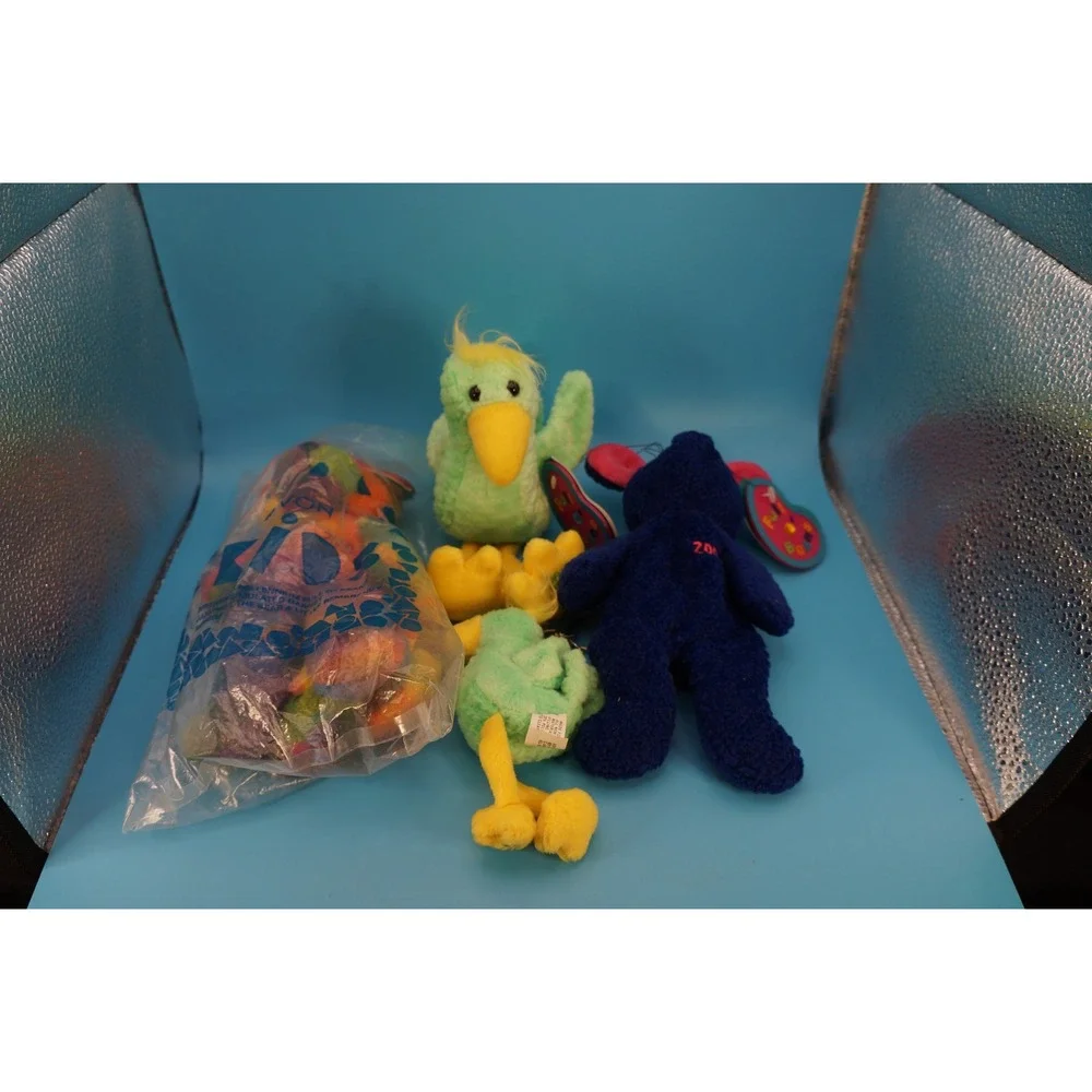 Vintage Avon Full O Beans Plush Lot 2000 Millennium Bear & Bird Figures 4pc